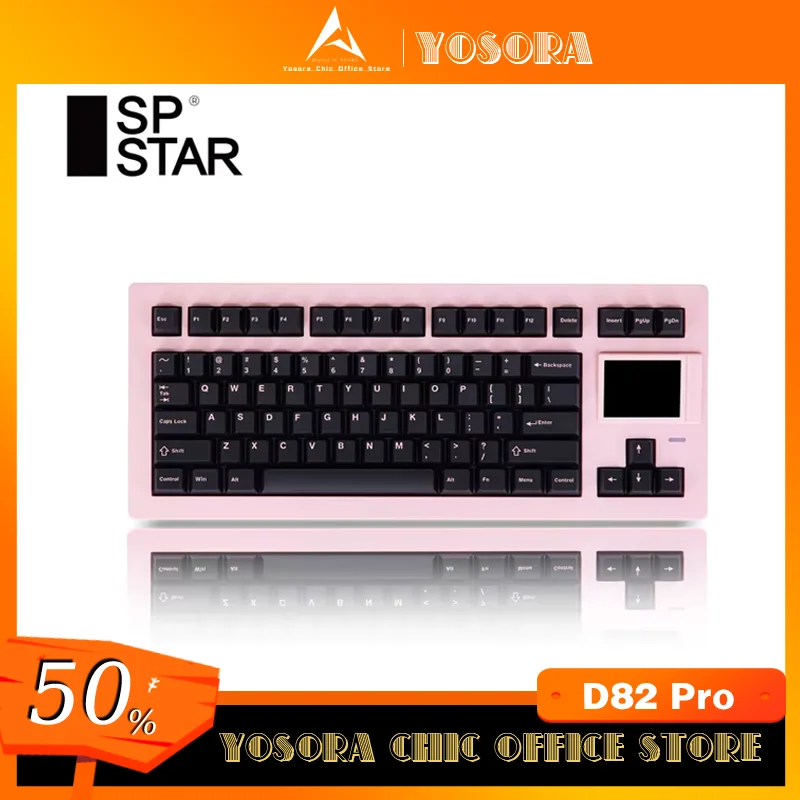 Sp Star D82 Pro clavier mécanique 3 modes sans fil Bluetooth écran d'affichage Rgb personnalisé échange à chaud Gamer Pc claviers de jeu cadeau