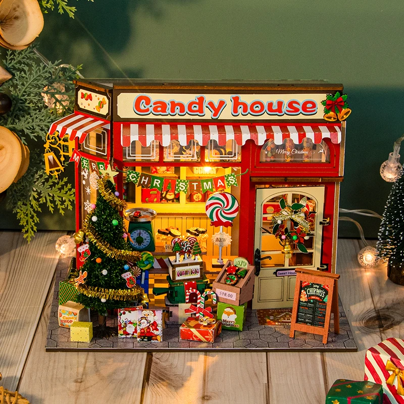 

Деревянный миниатюрный кукольный домик ручной работы, комплект 3D-головоломки, модель здания, сборка комнаты, игрушки, домашние кукольные домики для рождественских подарков