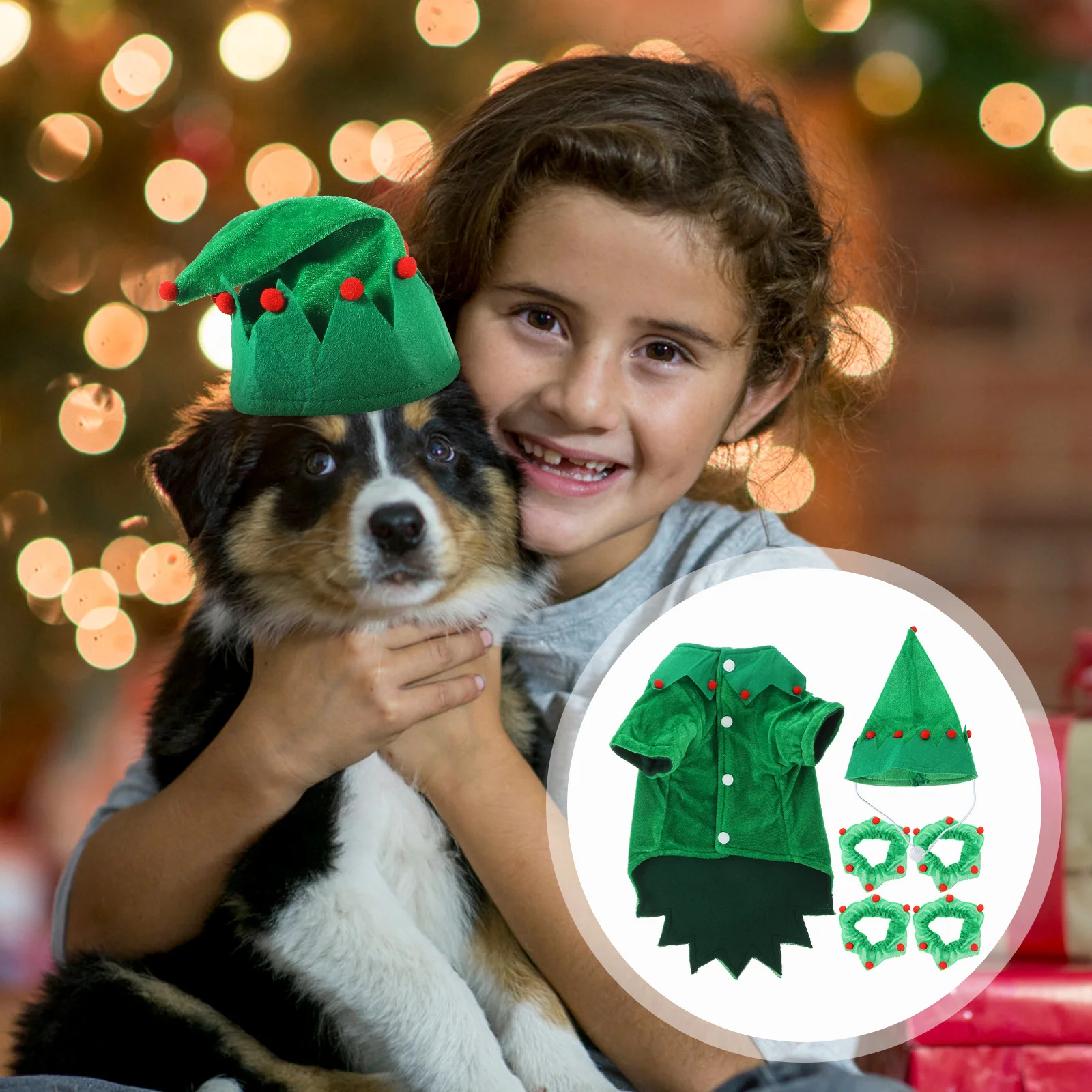 

1Set Christmas Pet Clothes Dog Puppy Cape Hat Size Xl Xmas Cosplay Party Pet Christmas Costume Accessories Party Dog Cloth