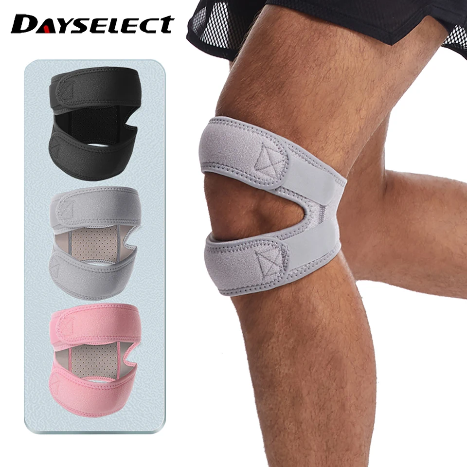 1PCS Adjustable Sports Kneepad Double Patellar Knee Patella Tendon Support Strap Brace Pad ProtectorOpen Knee Wrap Strap Band