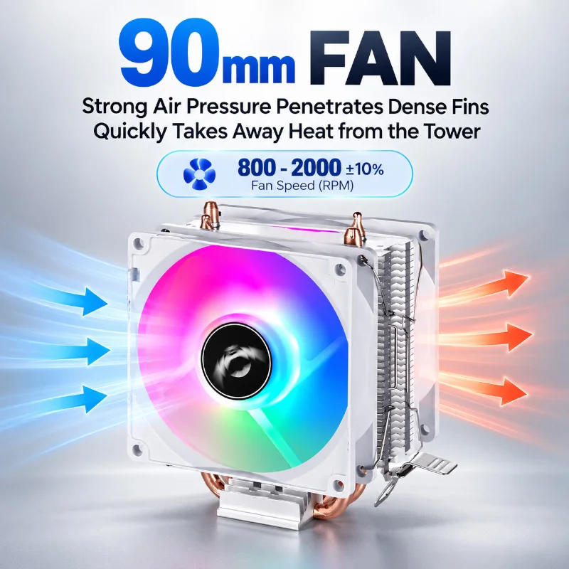 2 Heat Pipe Air-cooled CPU Cooler Low-noise Cpu Cooling Processor Suitable For Daily Office Use Compatible LGA115X 1200 2011 AM4