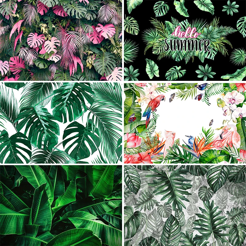 Tropical Palm Leaves Backdrop Plants Photo Background Hawaiian Aloha Luau Party Decor Banner Photo Studio Props