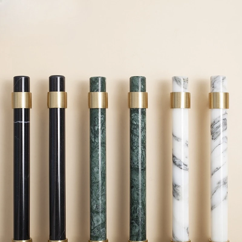 Natural Marble/ Black Crystal + Brass T Bar Cabinet Door Drawer Furniture Long Handle Solid Brass Small Handle Pulls Home Decor