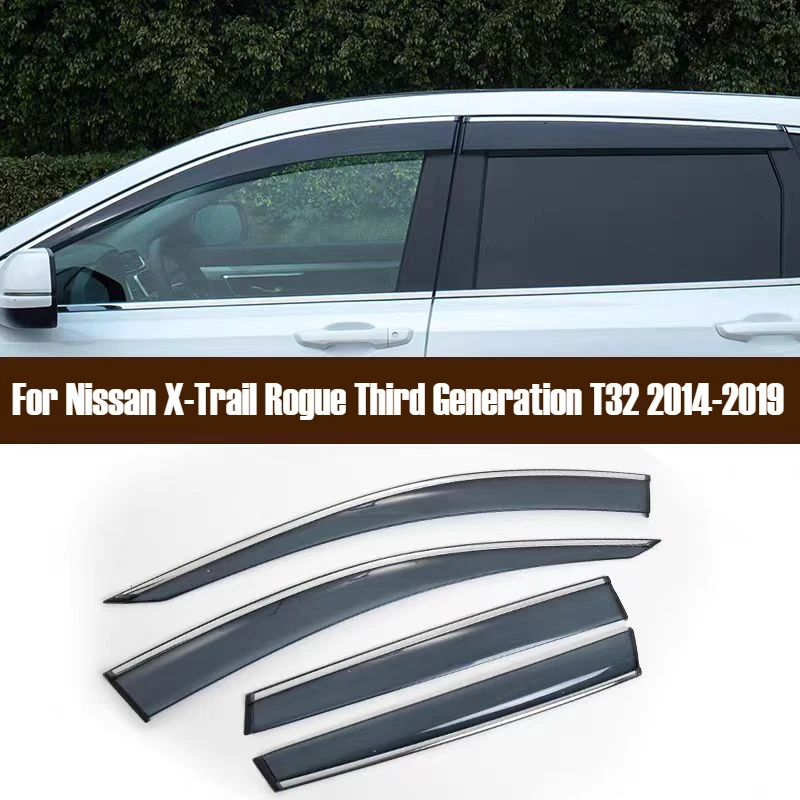 

For Nissan X-Trail Rogue Third Generation T32 2014-2019 Plastic Exterior Visor Vent Shades Window Sun Rain Guard Deflector 4pcs
