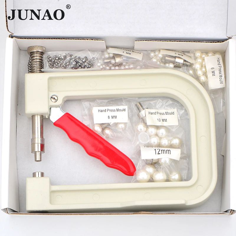 JUNAO 4 5 6 8 10 12mm Pearl ustawianie obrabiarek koraliki nit maszyna mocująca do kapelusza buty ubrania DIY akcesoria rzemieślnicze