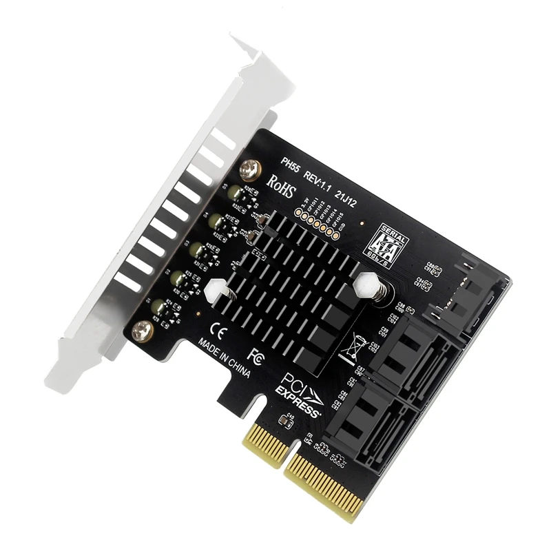 

PCI-E-карта адаптера Sata, 5 портов для PCI-E X4, Поддержка Os X/Windows7/8/10, многосистемное подключение и воспроизведение