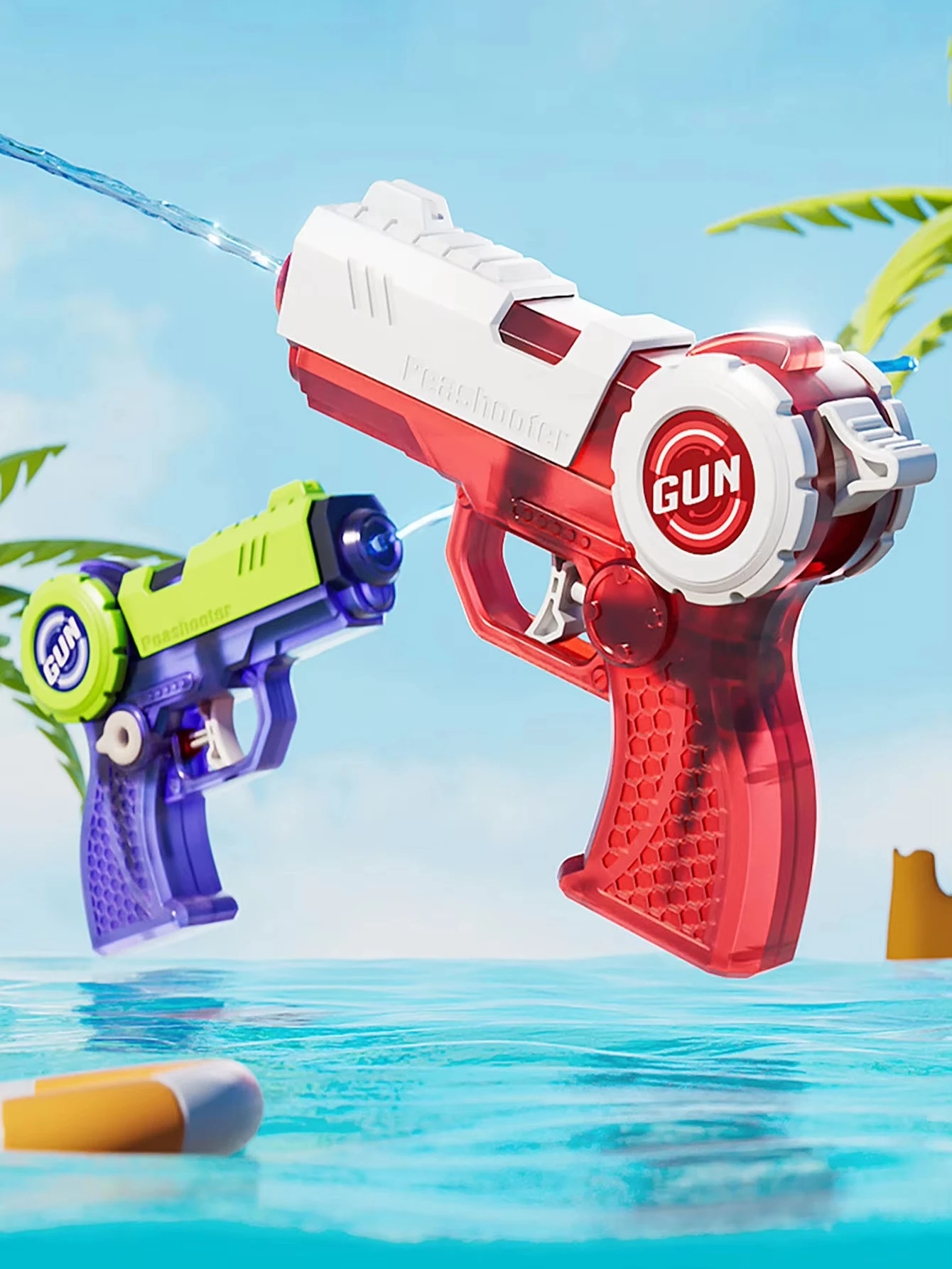 New Water Gun Transparent Press Back to Chamber Water Gun Summer Outdoor Beach Toy Swimming Pool Children's Toys Water Spray Gun