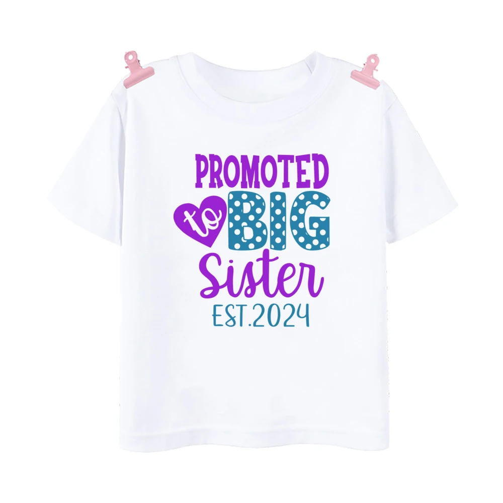 I\'m Going To Be A Big Sister Est 2024 Print T-shirt Baby Announcement T Shirt Girls Outfit Tops Toddler Tee Shirt Summer Clothes