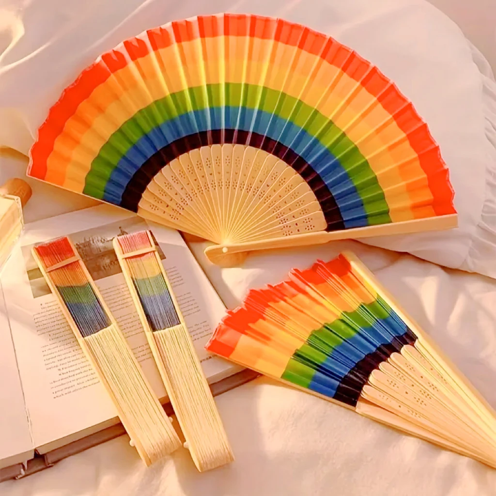 20/80 Pcs Chinoiserie Rainbow Fan Multi-Color Wedding & Party Gift Craft Ornament Home Decoration, mariage abanicos para boda