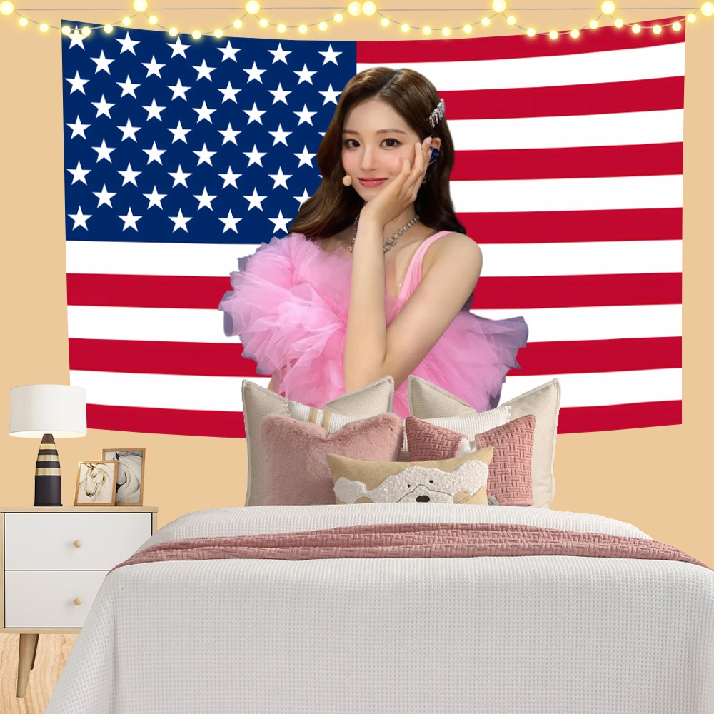 Korean Girl Flag K-Pop Idol Flag Tapestry 3x5ft Usa Flag American Flag Tapestry For Bedroom Dorm Art Decor Party Backdrop Gift