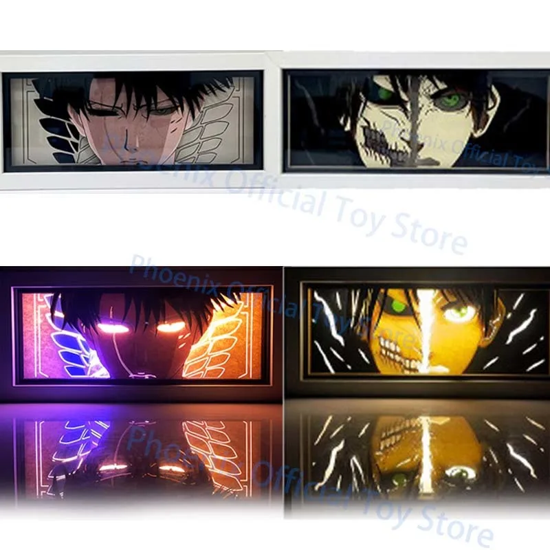 

3D Attack On Titan Box Light Levi Ackerman Led Night Lights Anime Eren Jaeger RC Picture Lamp Toy Room Decor Gift For Boy