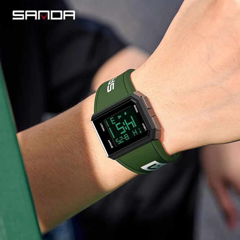 Часы наручные SANDA мужские электронные, популярные модные светодиодные цифровые водонепроницаемые в стиле милитари, для спорта на открытом воздухе, для подростков
