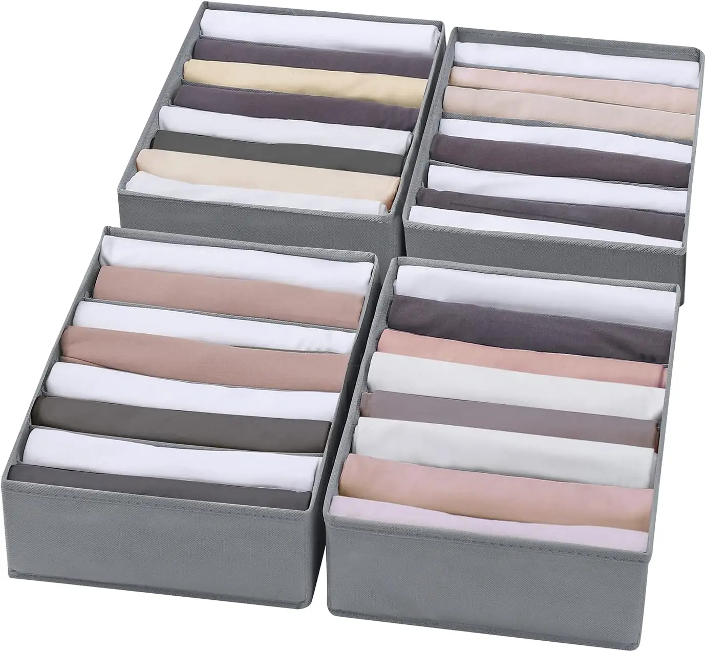 

4-Pack T-Shirt Drawer Organizers, 8 Grids Wardrobe Storage Box for Folded Clothes and Accessories