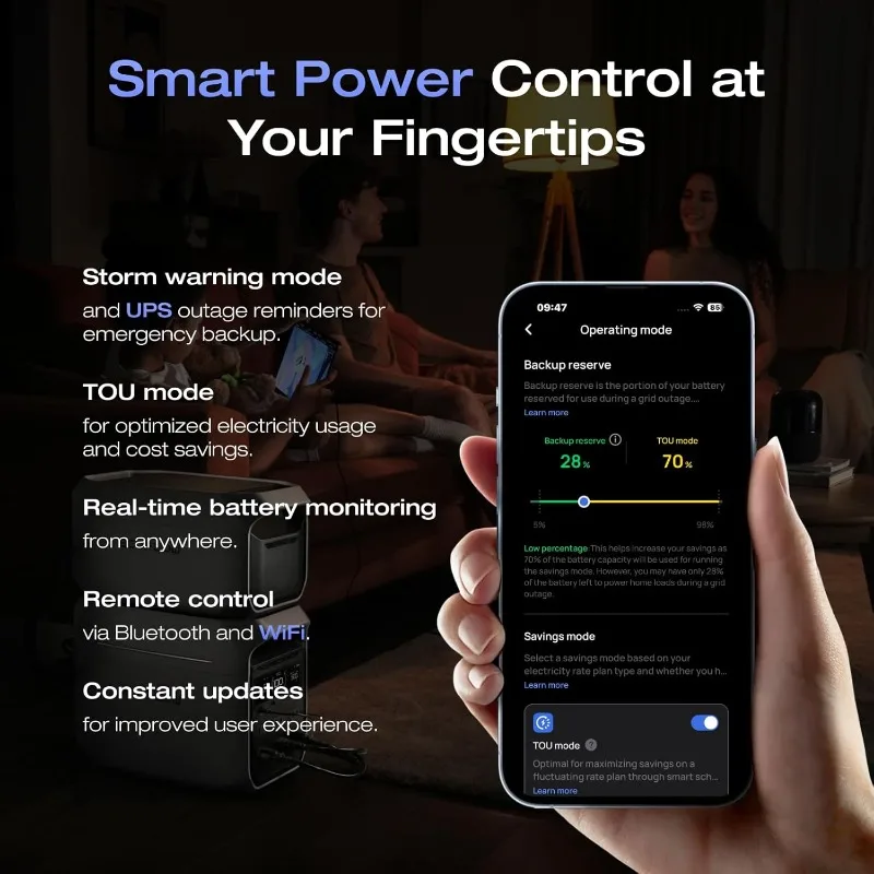 EF ECOFLOW Portable Power Station DELTA 3 Plus, 1024Wh LiFePO4 (LFP) Battery, 1800W AC/140W USB-C Output