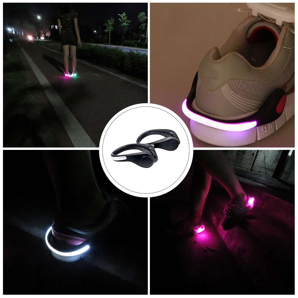 

2pcs Night Running Safety Light LED Shoe Clips for Shoes 2CR2016 ABS Material Flash Modes Walking Dog Outdoor Camping Hiking