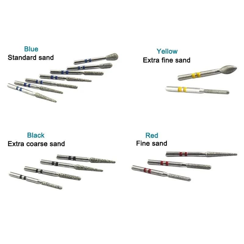 GREATLH 10pcs Dental Burs Diamond Burs Dentistry Drill Teeth Polishing Double Layer Sand Diamond Turning Needle Dentist Tools