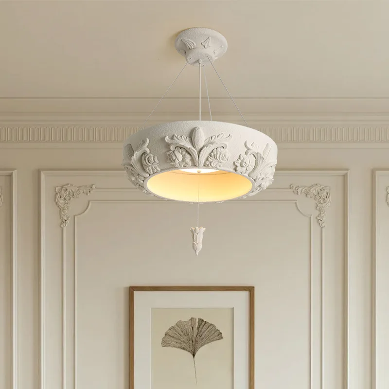 

Художественная резная белая светодиодная подвесная лампа с круглым дизайном из смолы, люстра для гостиной, ресторана, спальни, кухни, кабинета, подвесные светильники