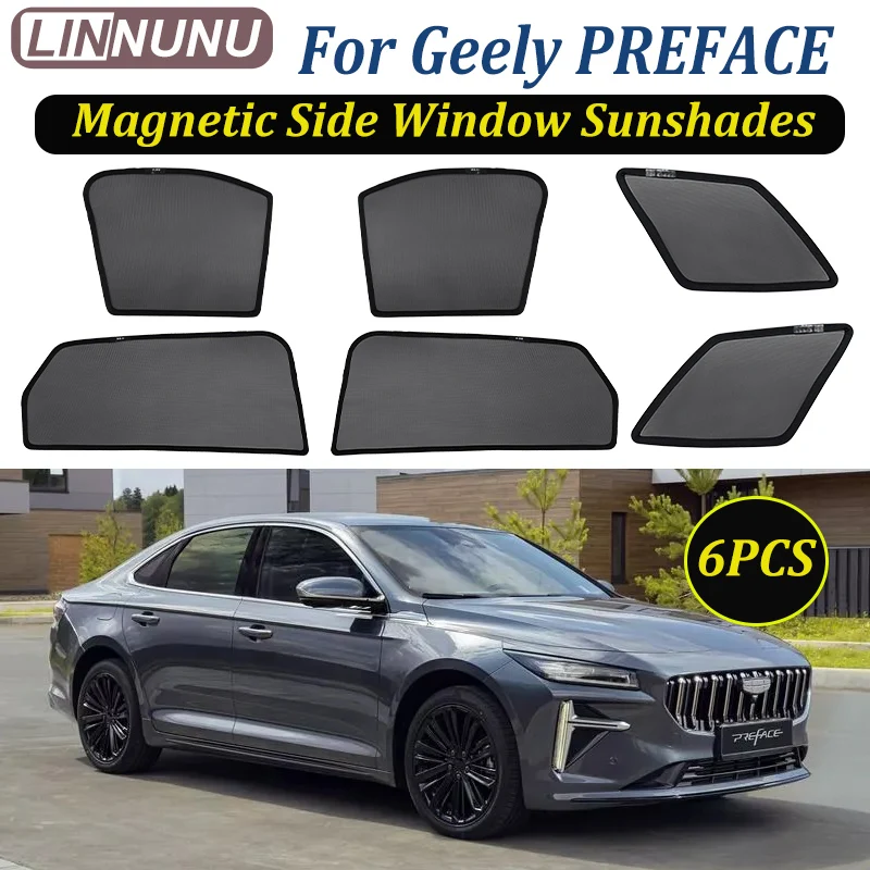 

LINNUNU для Geely Preface, магнитный автомобильный козырек от солнца, защита от ультрафиолета, занавеска, солнцезащитный козырек на боковое окно, солнцезащитный козырек, летние аксессуары