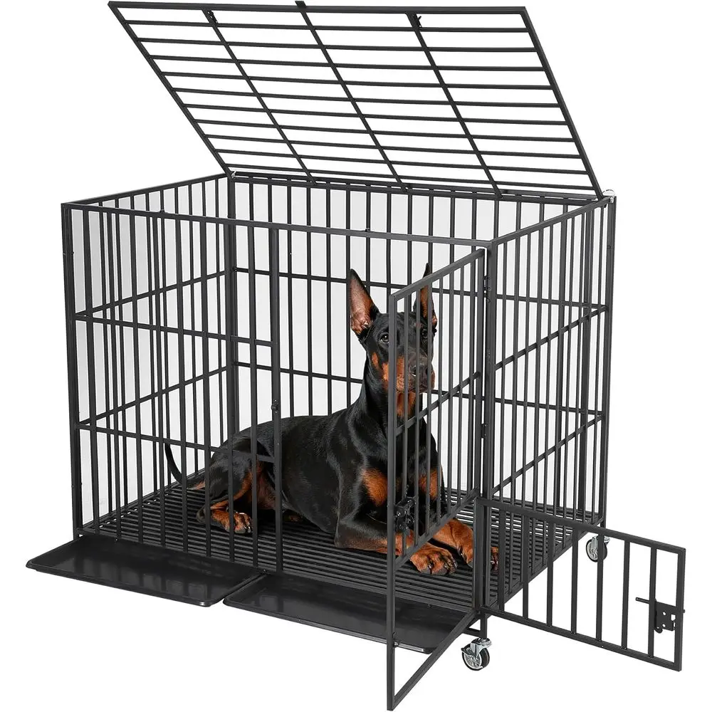 

Extra Large Metal Dog Crate with Removable Tray, Suitable for Medium to Large Dogs, Black