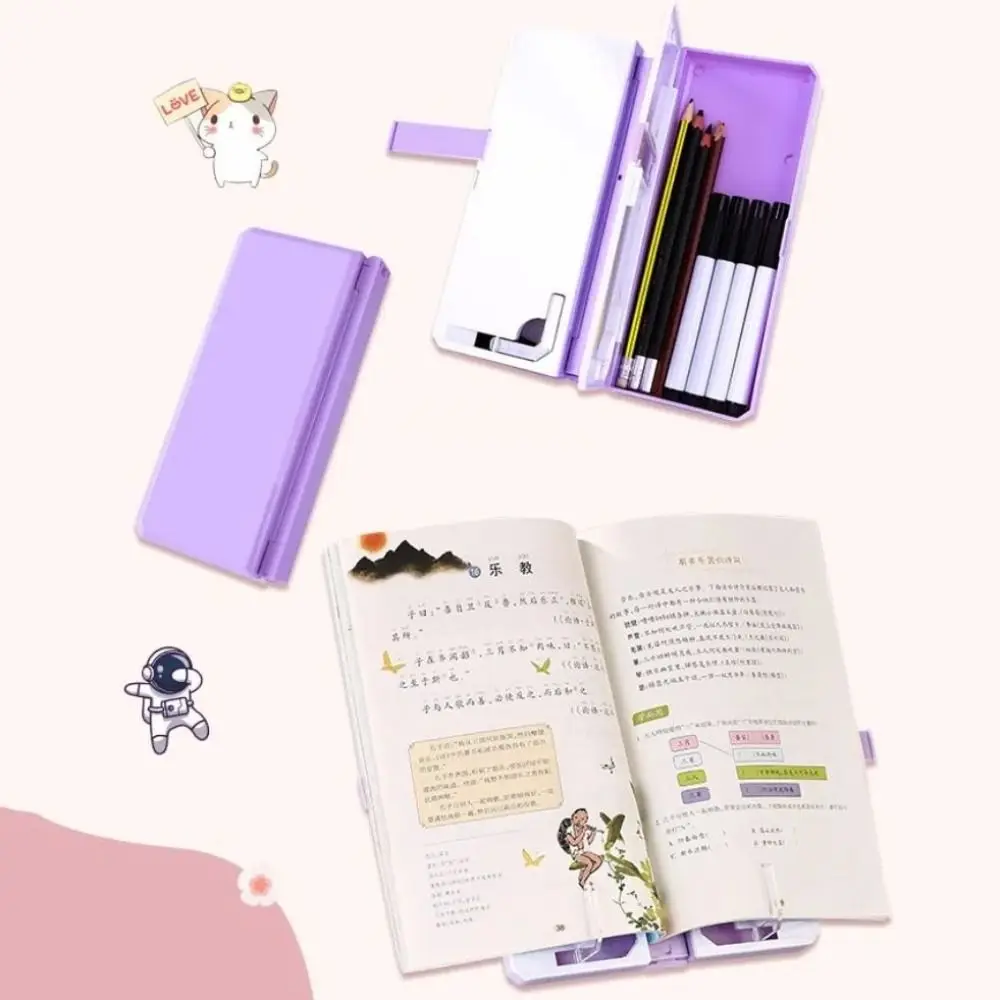 Suporte de leitura estante caneta caso papelaria organizador multifuncional leitura estante caixa lápis ângulo ajustável presente