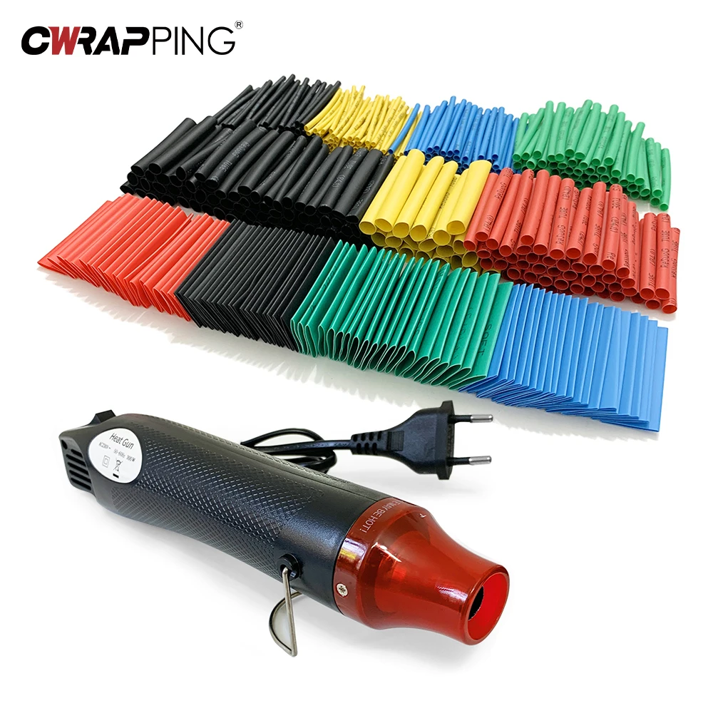 Heat Shrink Tube Insulated Sleeving Tubing Set Car Wire Wrap Heat-shrink Tubing Wrapping Kit  Wire Wrap Cable Hot Air Gun 2:1