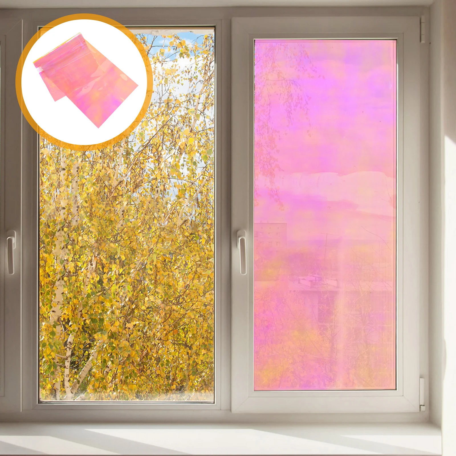 

Iridescent Window Self-Adhesive Colorful Glass Decoration Transparent Tinting Film For Home Holographic Privacy Protection