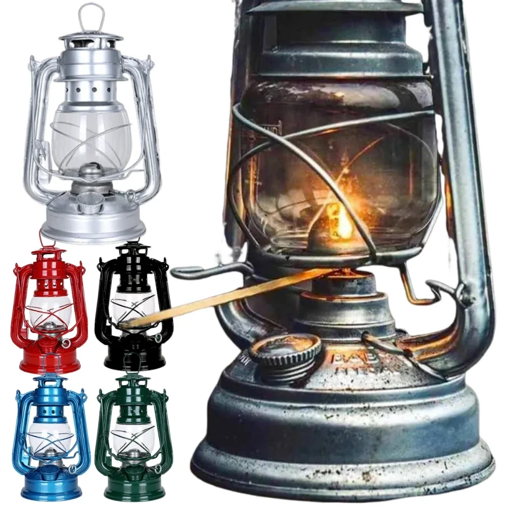 Vintage Hurricane Lantern Metal Kerosene Lantern Fuel Camping Lanterns with Handle for Patio Decoration