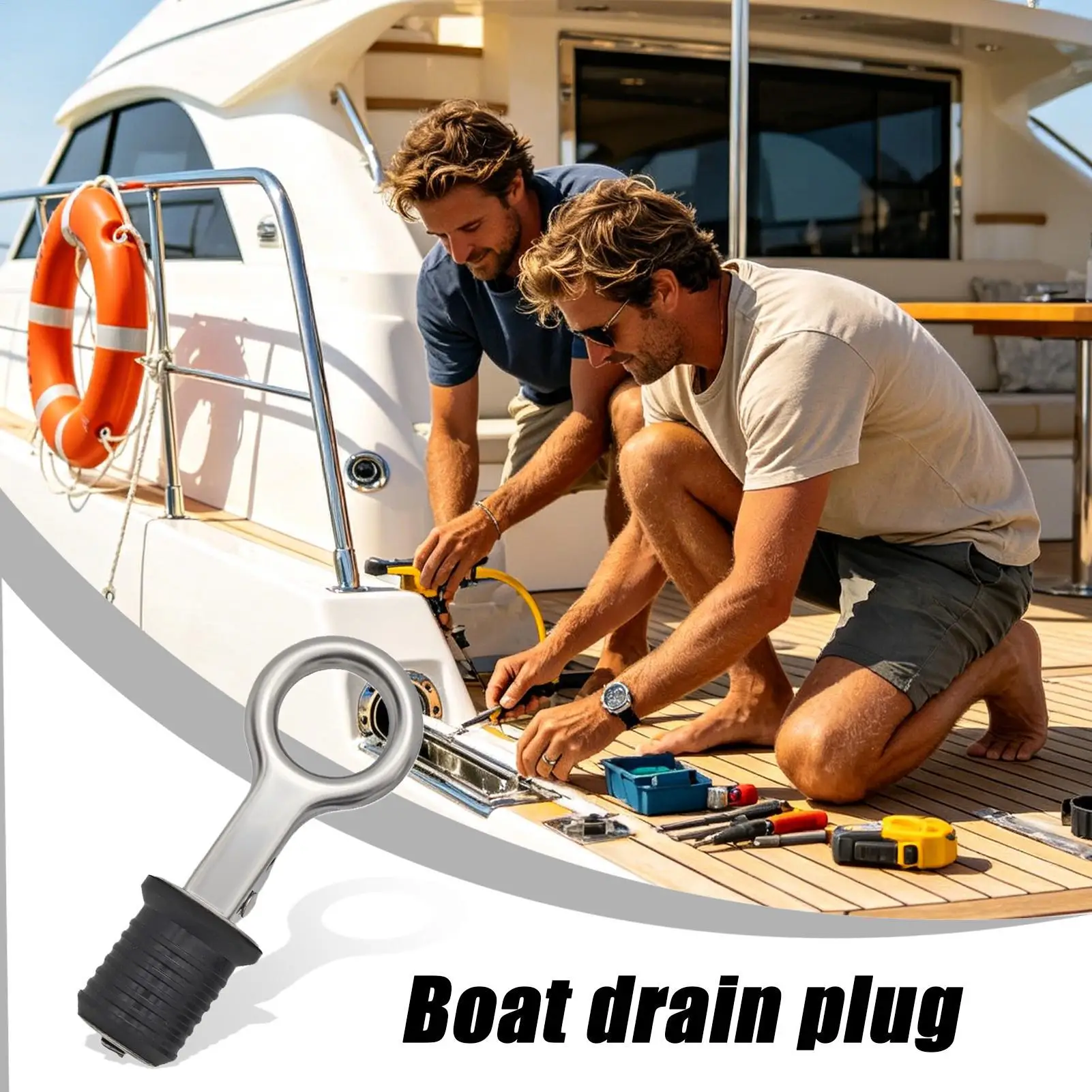 Boat Drain Plug Marine Plumbing Scupper Stopper Pull-ring rubber expansion plug for Yacht Canoe Pontoon Replacement Drain Plug view 2
