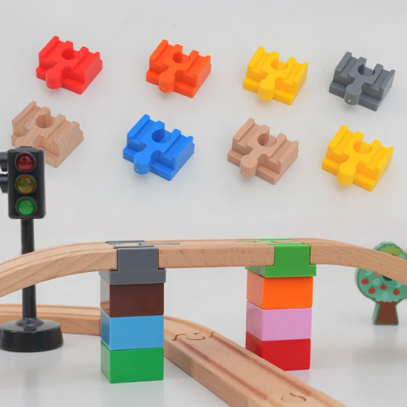5/10pcs Universal Wooden Tracks Connectors Accessories Big Size Blocks Connection Adapters fit for Brand Train Tracks
