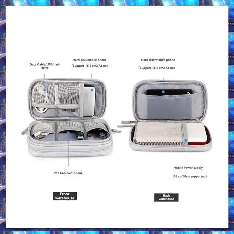 

2025 Portable Double-Deck Storage Bag For Digital Products - Travel Organizer For USB Cables, Headsets & Accessories B,Portable