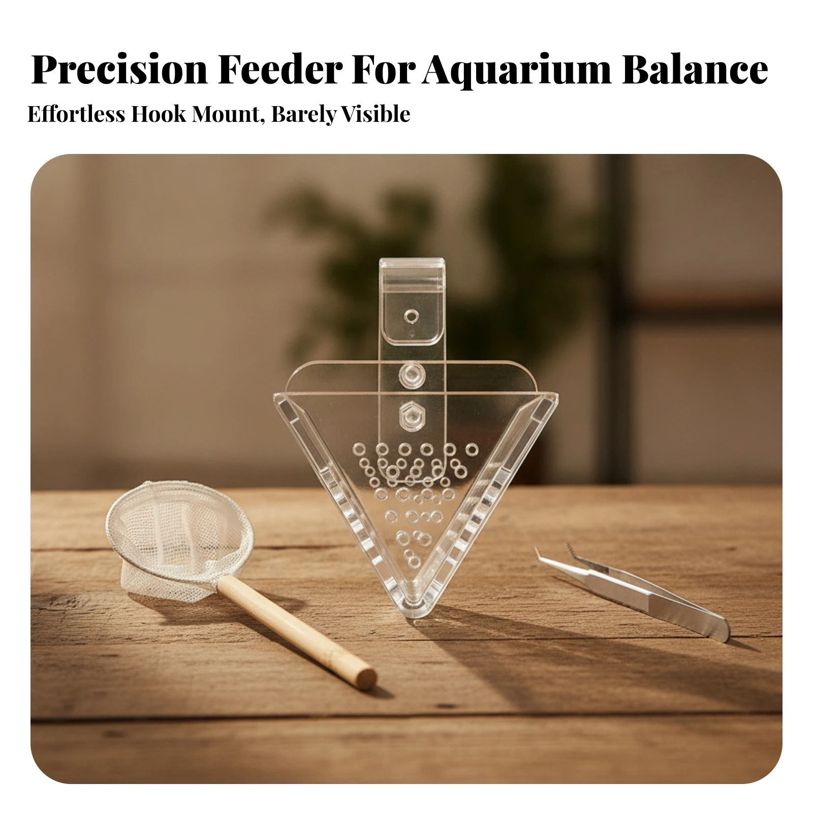 Acrylic Aquatic Pet Feeder with Hanging Clip Perforated Triangular Aquarium Feeder Feeding Control Long-Lasting