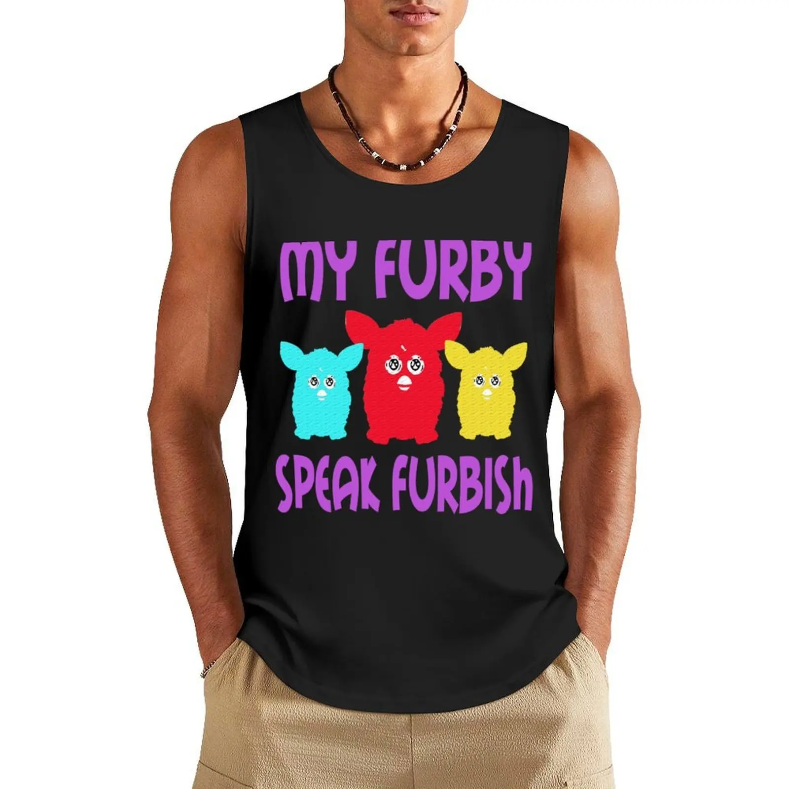 

My Furby speak Furbish Fitted Tank Top gym men t shirt gym T-shirt Men's gym