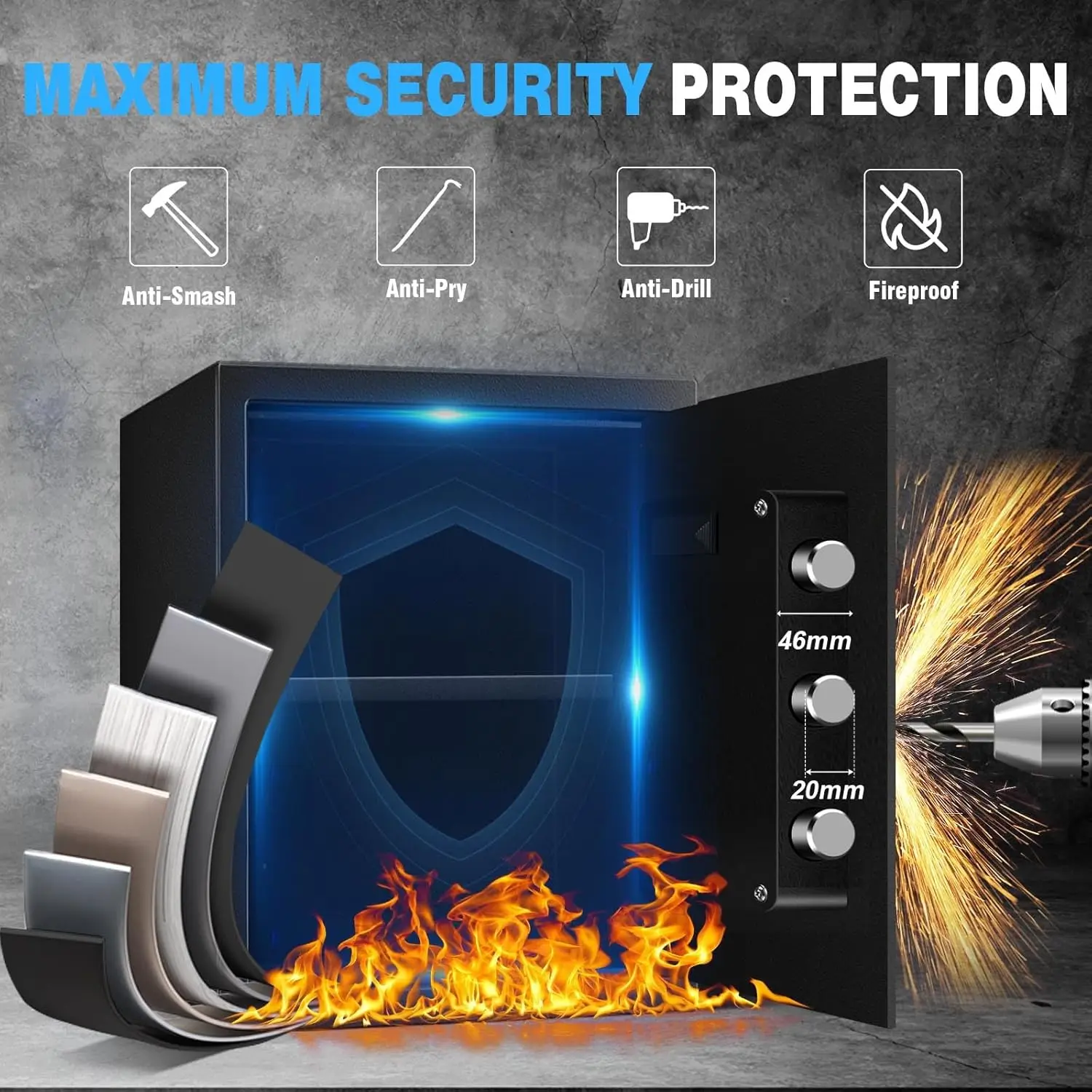 2.8 Cu Ft Safe Box For Home Documents -Steel Electronic Digital Safety Box for Office Money Jewelry Valuables, Personal Security