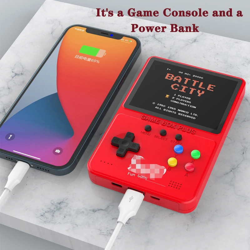 Handheld Retro Game Console Childhood Classic Games Mini Double Children Video Game Player With 5000mAh Power Bank