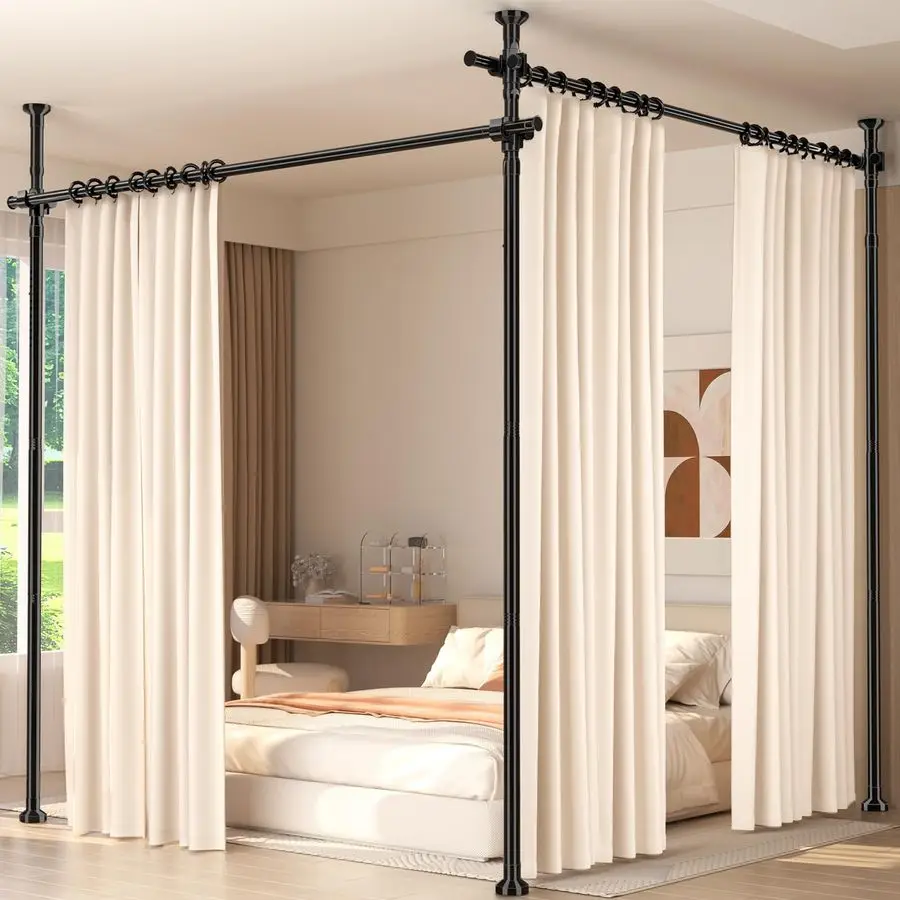 

Divider for Room Separation,410ftH 28140inchW Adjustable Temporary Privacy Wall Divider, Tension Curtain Rods No Drilling, Heavy