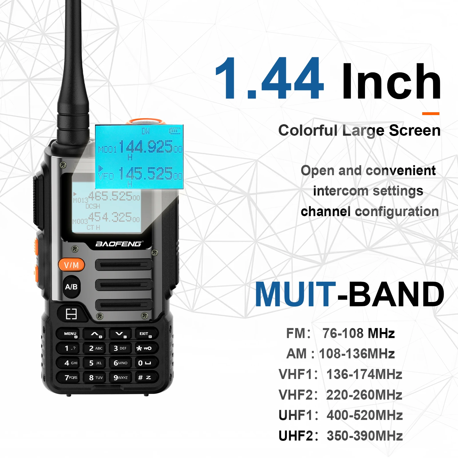 Baofeng UV-K68 Walkie Talkie Air Band Radio TYPE-C K68 Charge UHF VHF DTMF FM NOAA Wireless Frequency Two Way Radio image 3