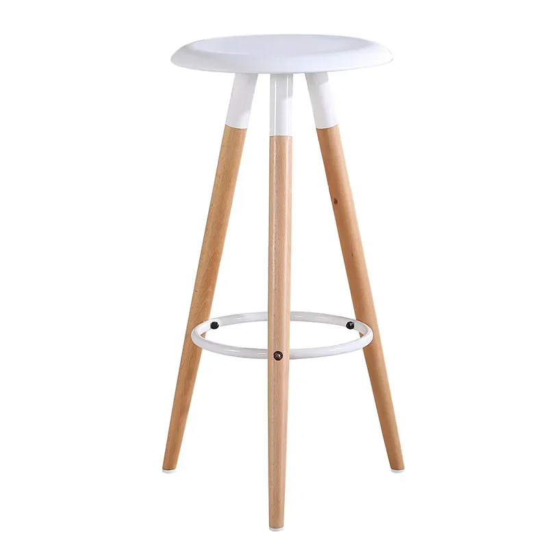 Fixed Leg Bar Chair Modern Wooden Leg Dining Chair Height Adjustable
