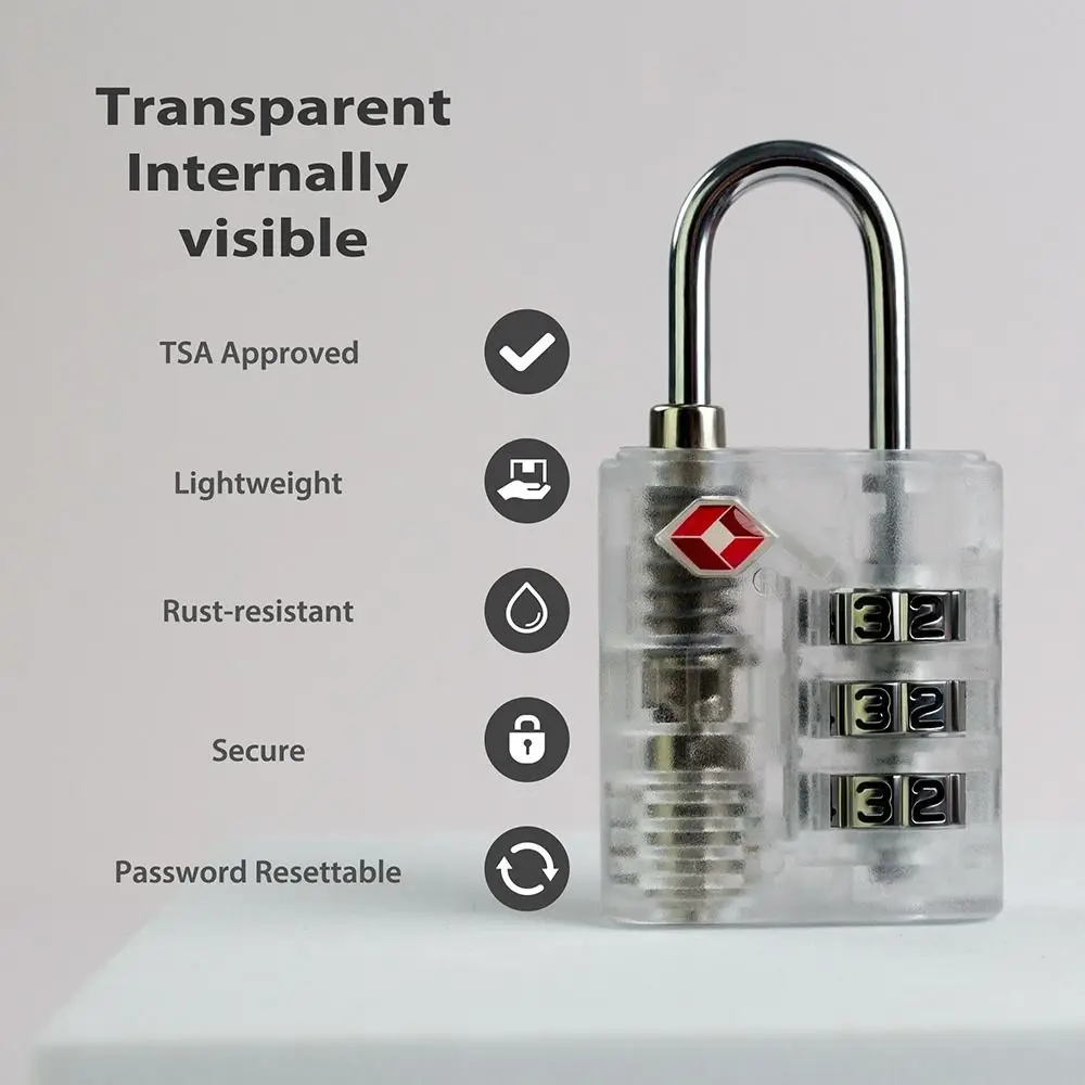 

Creative TSA 3 Digit Combination Lock Transparent Anti-theft Cabinet Padlock Security Tool Customs Password Lock for Travel