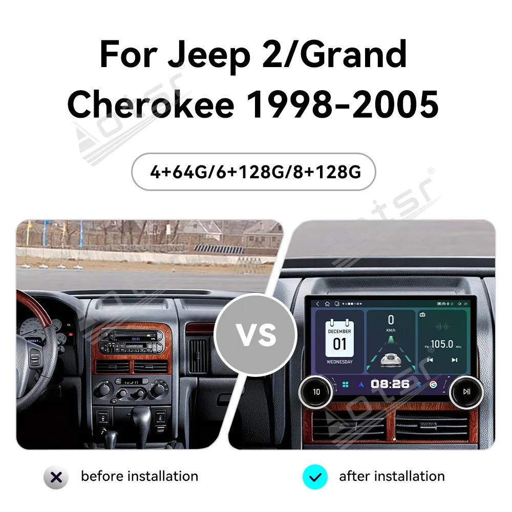 

Автомагнитола Android 15 с 11,5-дюймовым сенсорным экраном для Jeep Grand Cherokee WJ 1998-2005, мультимедийный видеоплеер, GPS-навигация, Carplay