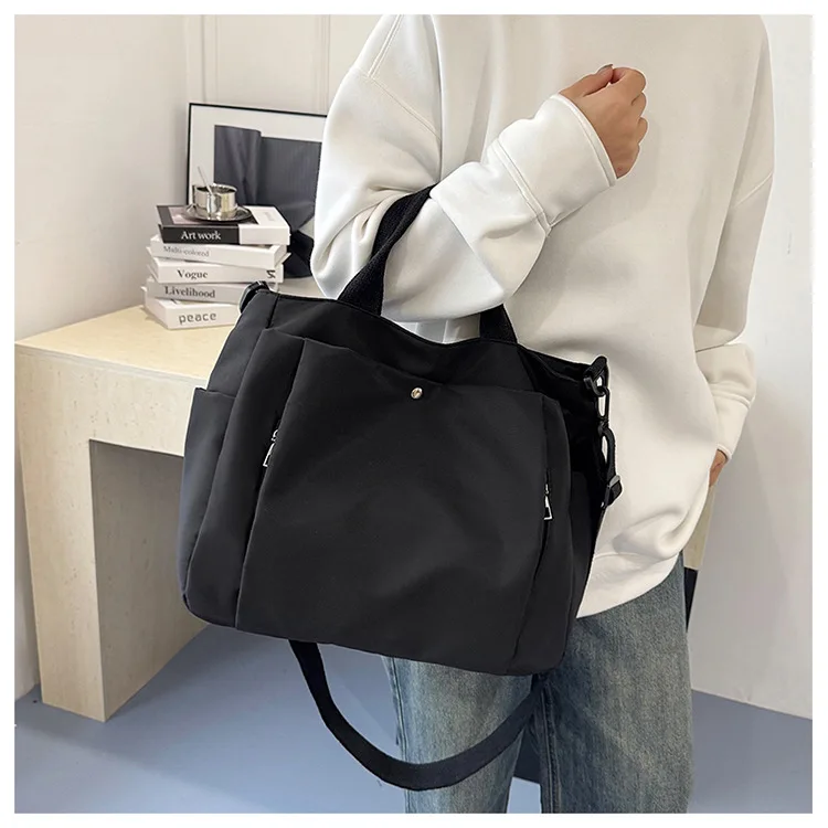 Custom Logo Tote Bag 2-in-1 Handbag & Crossbody Bags Large Capacity Nylon Shoulder Bags Casual Work & Travel Bag for Women Men view 5
