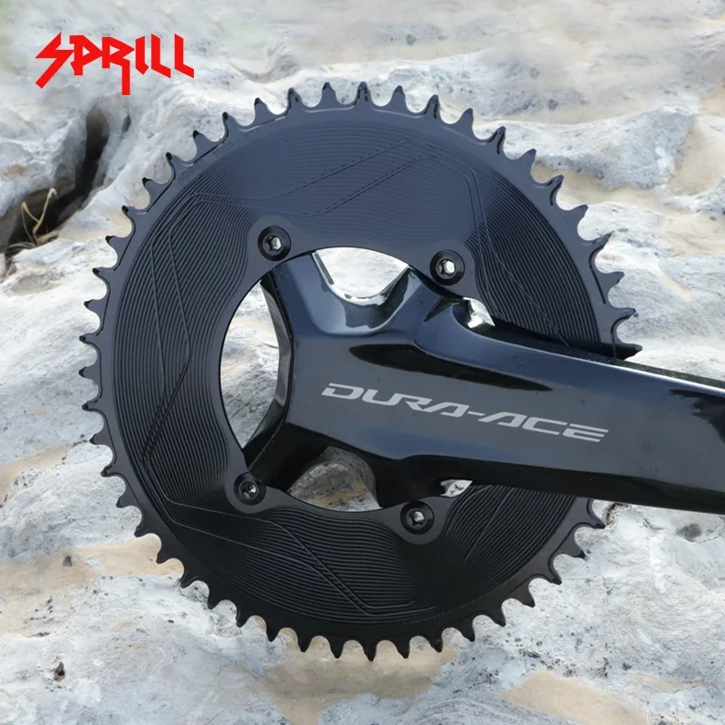 SPRILL 2R110 BCD 3mm offset (4-bolt AERO) Round Narrow Wide Chainring supports 9/10/11/12S regular chains bike parts