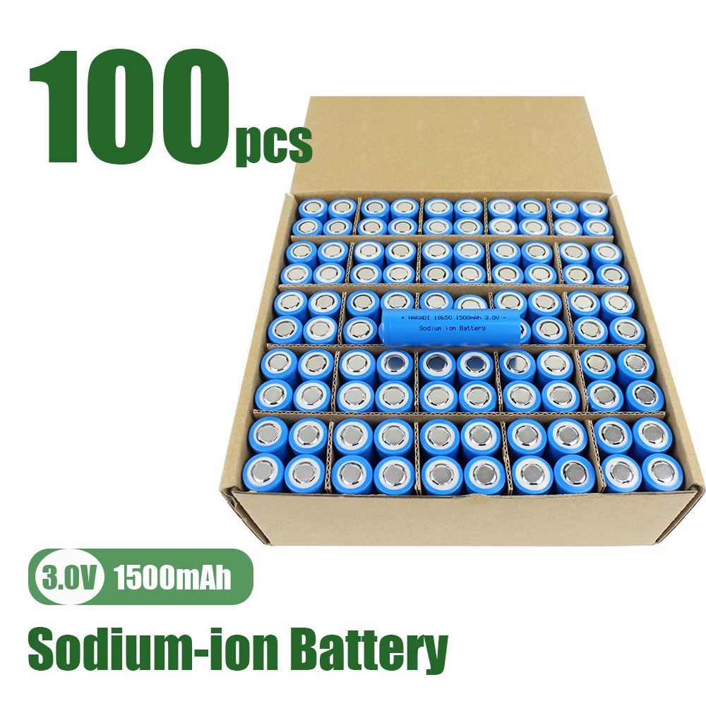 HAKADI Sodium-ion Rechargeale 3V 1300mah 1500mah 3500mah Batteries 100PCS For Solar Outdoor Power Supply Support -30℃ Discharge