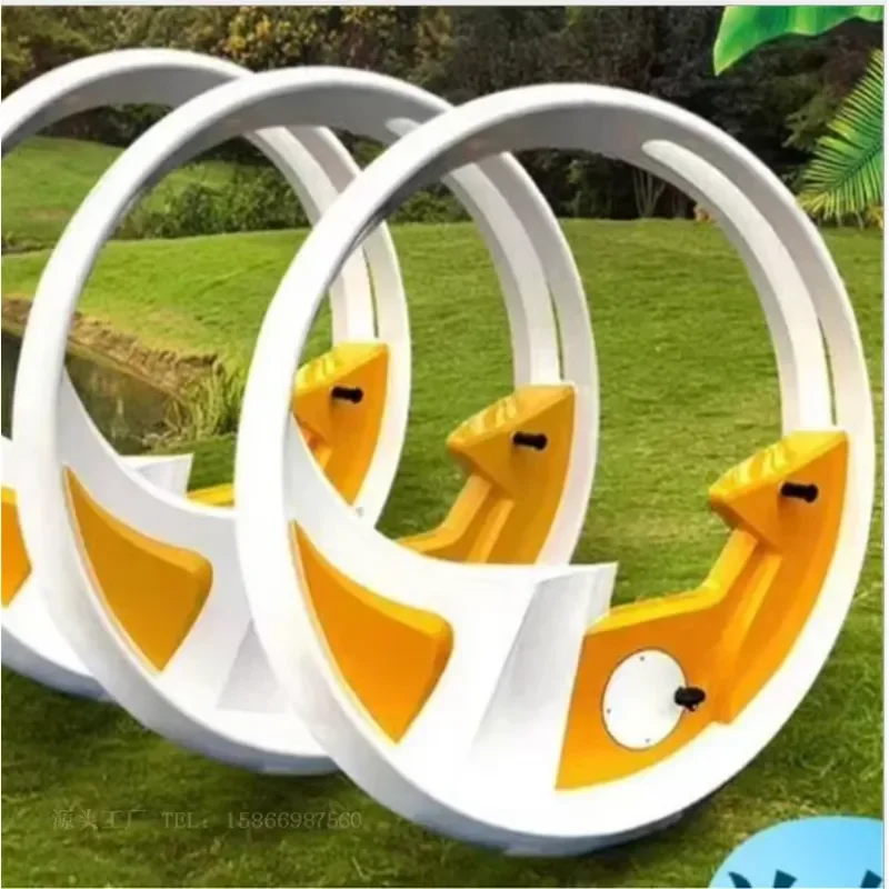 Water Park Interactive Installations Stainless Steel Loop Bicycles for Water Spraying