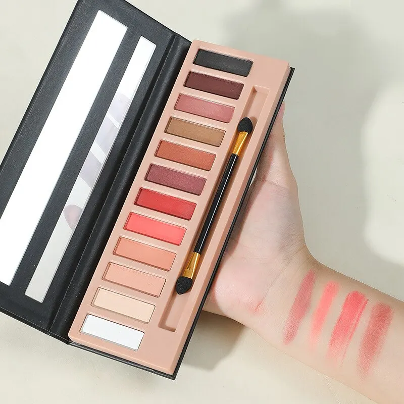 12 màu Eyeshadow Palette sáng bóng ngọc trai Matte lớn trái đất màu Eyeshadow không thấm nước cao sắc tố lâu dài mắt mỹ phẩm