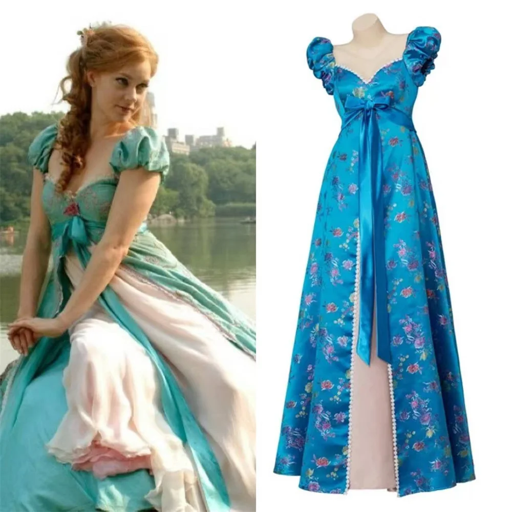 

Giselle Cosplay Costume Blue Floral Princess Dress Outfits Women Halloween Carnival Party Clothes Role Play