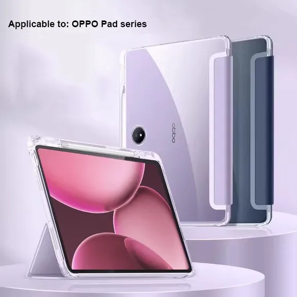 حافظة شفافة لفتحة القلم لهاتف OPPO Pad SE 11 2025 Pad2 Pad3 11.61 Air 2 Neo 11.4 Air 10.36 غطاء حماية جلدي ثلاثي الطي