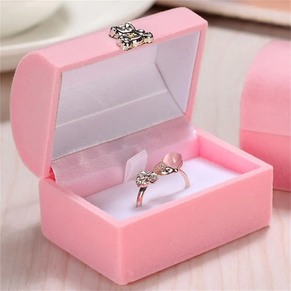 Gift Box Velvet Jewelry Box Jewelry Packaging Handheld Ring Box Cute Bear Pendant Storage Case