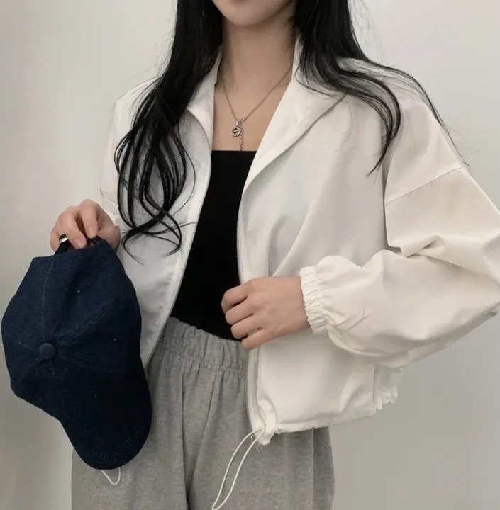 

Женские куртки оверсайз, стиль 2025, шикарная Harajuku, повседневная корейская ветровка, куртка, пальто на молнии, уличная одежда, осенняя верхняя одежда, новинка