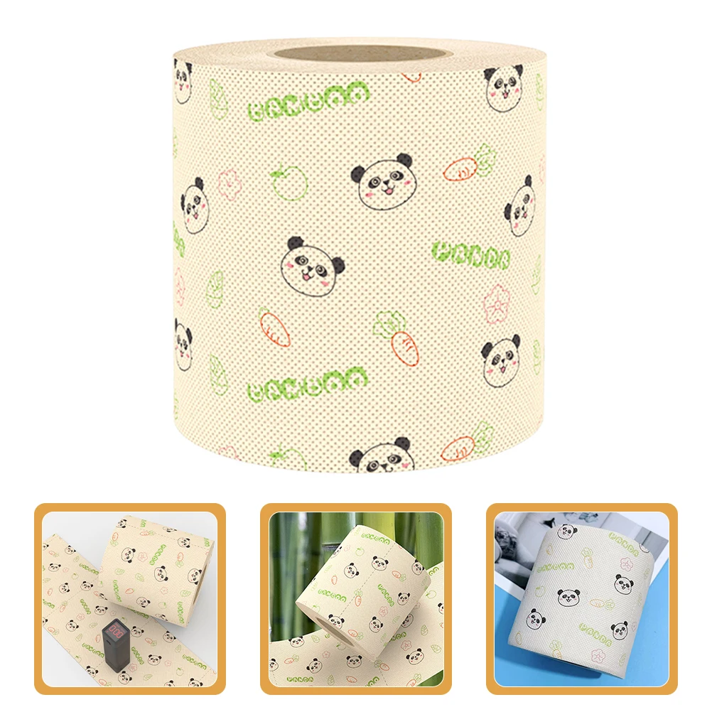 

Panda Print Toilet Paper Roll Bamboo Pulp Soft Comfortable Vivid Patterns Fun Design Bathroom Kitchen Use