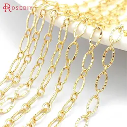 18K Gold Color Brass Round Oval Shape Special Link Necklace Chains Bracelets Jewelry Chains Jewelry Making Supplies Findings